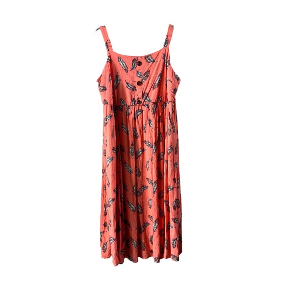 TORRID CROSS HATCH PINAFORE MIDI DRESS - FEATHER CORAL size 2x